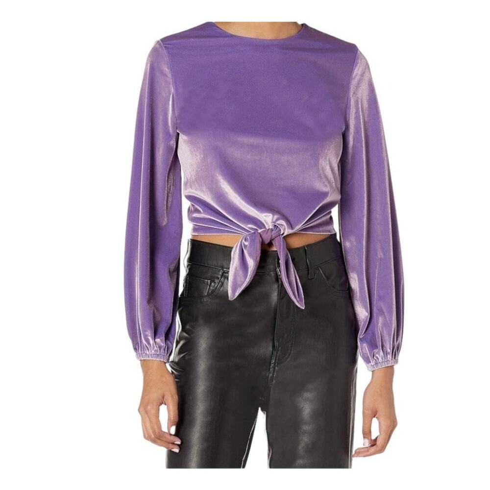 New Kendall & Kylie Velvet Purple Aqua Front Tie Top Plus Size 2X
